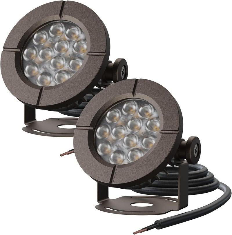 GOODSMANN Pond Lights Low Voltage Outdoor Landscape Spotlight LED Underwater Submersible Lights 2PK 6W 580 lumens 3000K IP68 with 14.8FT Cable and Connector Aluminum Housing Bronze Finish - Image 1